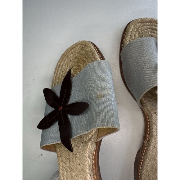 Kate Spade Women's Blue Floral Raffia Insole Slide Sandals 40/9.5 Made in Spain - Picture 5 of 7